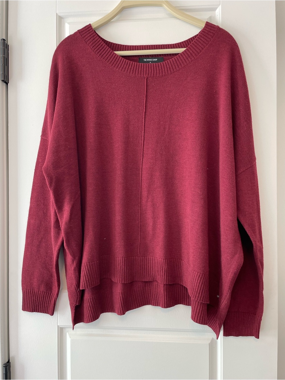 Oversized Crewneck Sweater in Berry Red by The Workshop